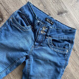 Vtg Y2K Illegal Jeans super low rise boot cut stretch denim jeans / 25